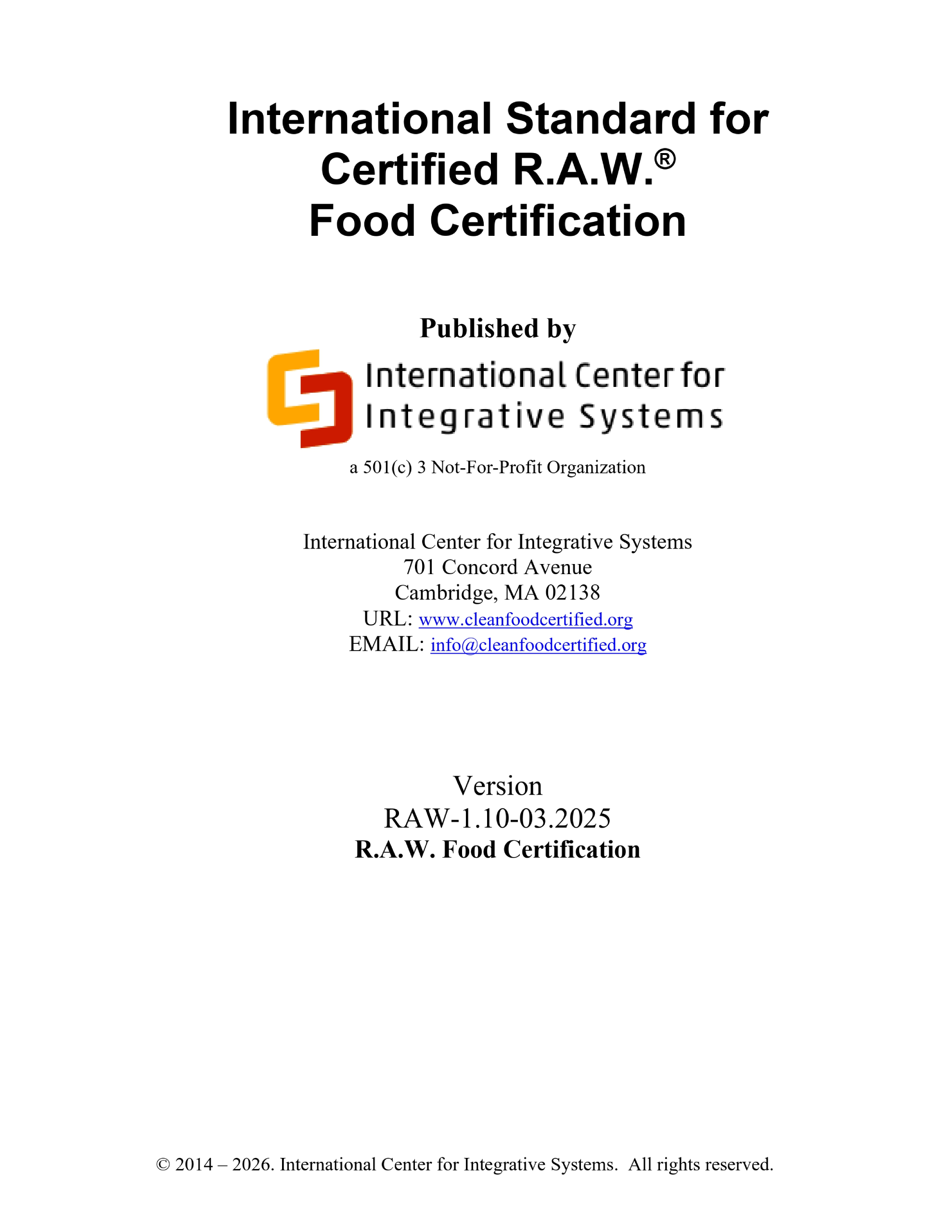 2025 Certified R.A.W.® Standard